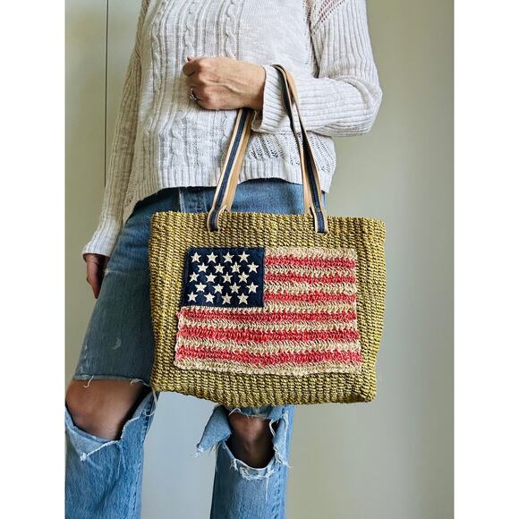 Vintage 90s Americana Wicker Handbag Heritage Look Classic timeless purses - Picture 1 of 10